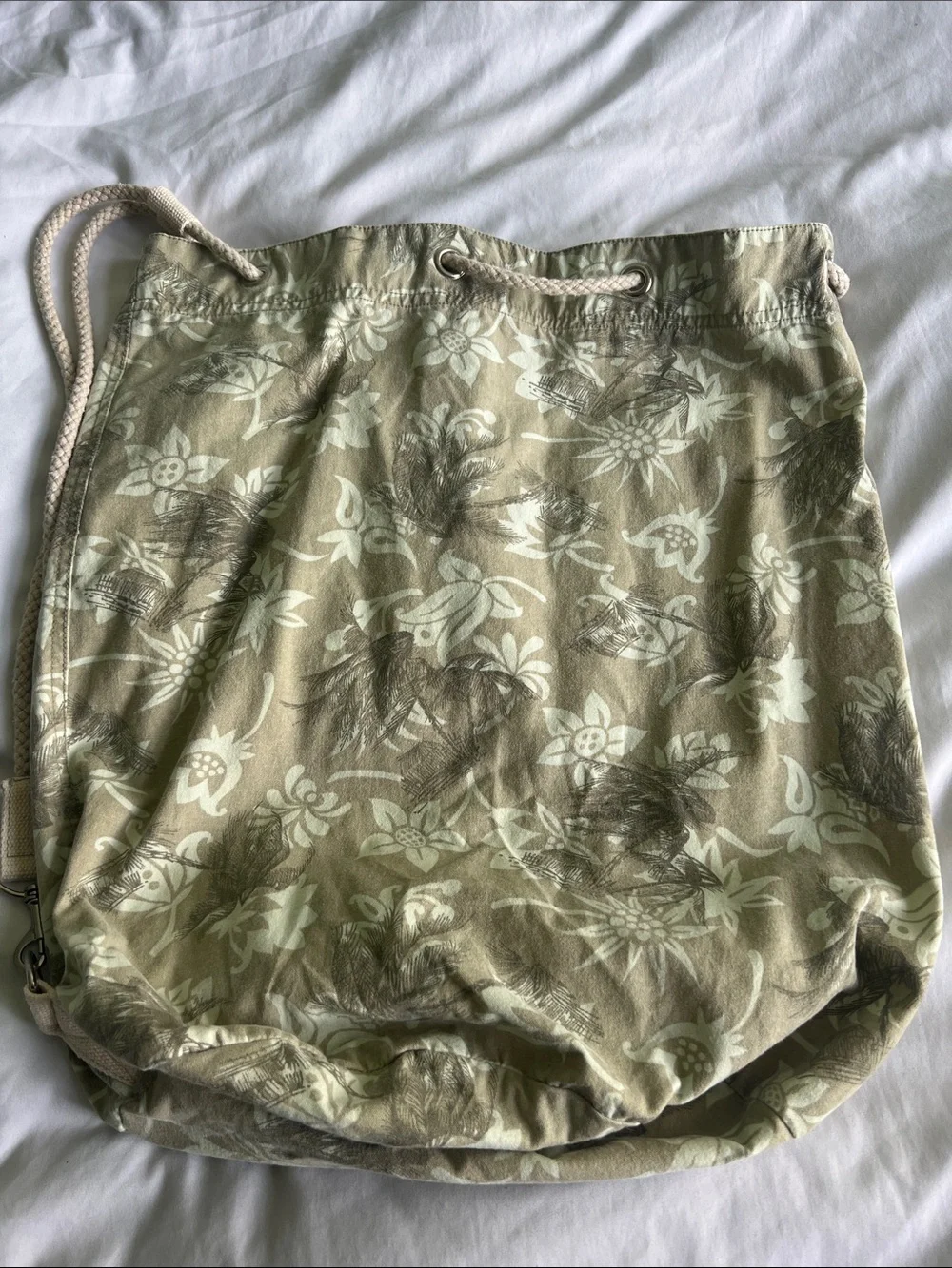 Tommy Bahama Beige Floral Drawstring Backpack